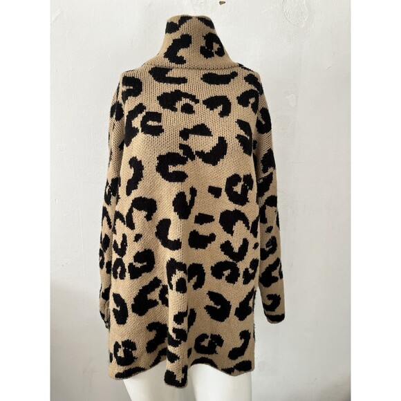 DKNY Leopard Print Turtleneck Long Sleeve Pullover Sweater Acrylic Size XL - Picture 1 of 8